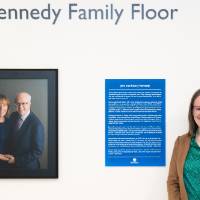 Attendee outside the Kennedy Family Floor